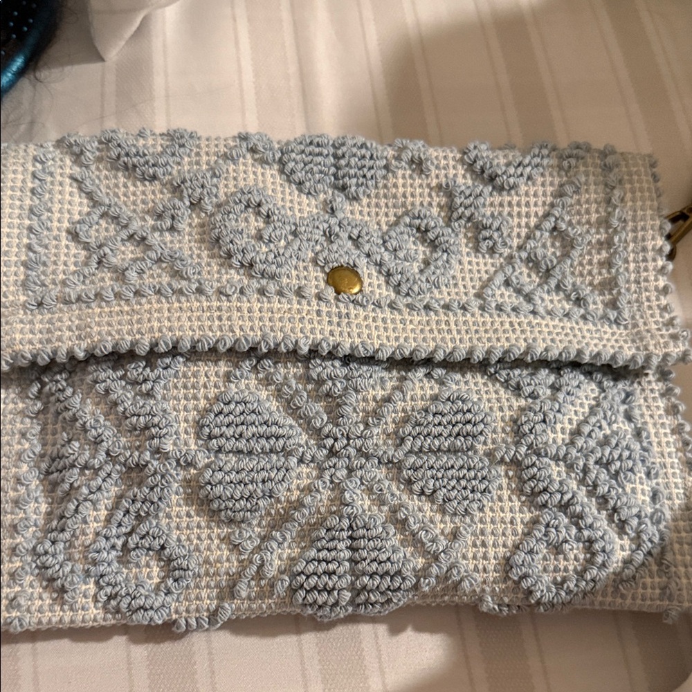 Elegant Blue and Cream Clutch
